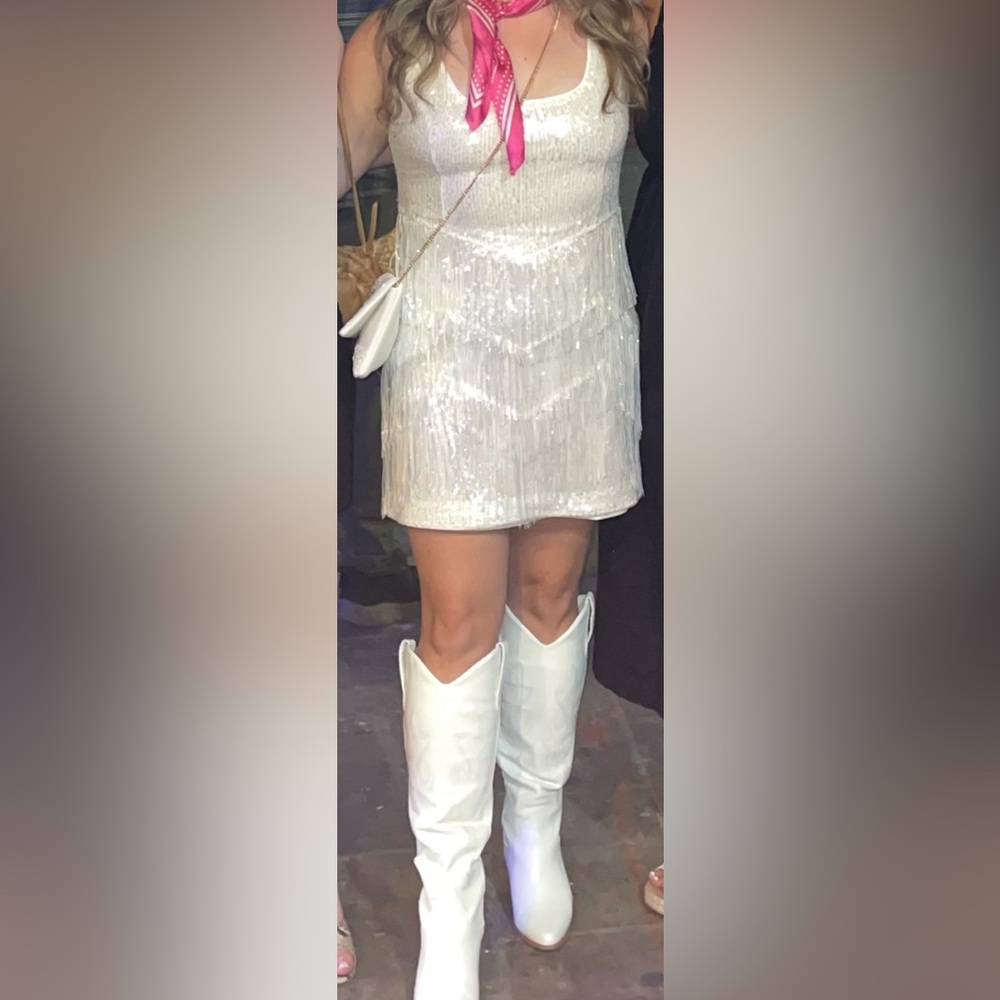 Lulus White Sequin Fringe Bodycon Mini
Dress